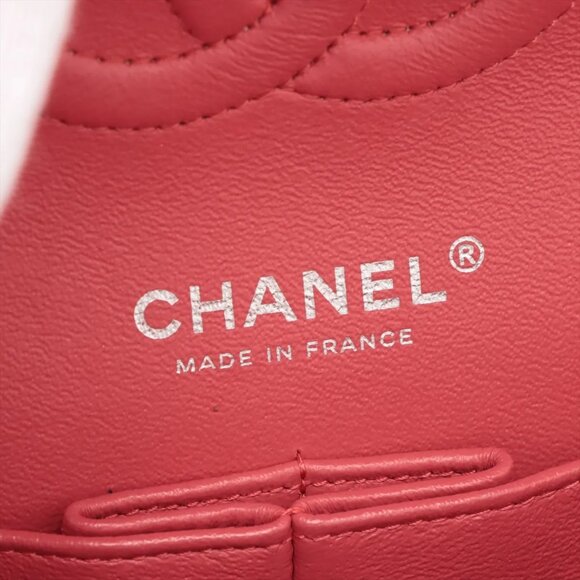 Chanel Matelasse 25 Caviar Skin Double Flap Double Chain Bag Red Silver Metal - Picture 10 of 16